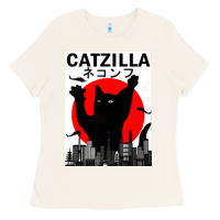 Bone vintage catzilla japanese sunset style Ladies Tee - artisFamous