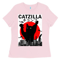 Bubblegum Pink vintage catzilla japanese sunset style Ladies Tee - artisFamous