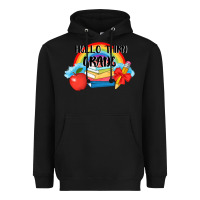 Black back to school hello third grade 3200x2400 Heavyweight Hoodie - AdoDesignShop