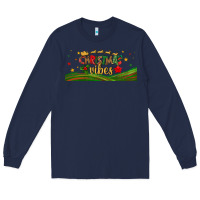 Navy christmas vibes libbey glass Long Sleeve Tee - BundleAndBundleShop
