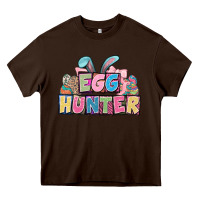 Chocolate Brown Egg hunter plate letters Easter Day Heavy Core Tee - HowdyJamesFarm