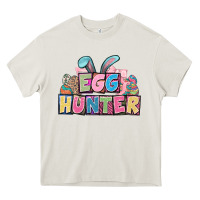 Cream Egg hunter plate letters Easter Day Heavy Core Tee - HowdyJamesFarm
