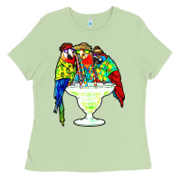 Matcha parrots drinking margarita hawaiian Ladies Tee - artisFamous