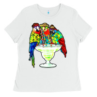White parrots drinking margarita hawaiian Ladies Tee - artisFamous