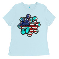 American Flag Turquoise Gemstone 4th Of July Ladies Tee | Teevron