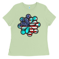 Matcha American flag turquoise gemstone 4th of july Ladies Tee - CowGirlArtShop