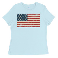 Baby Blue american flag Ladies Tee - artisFamous