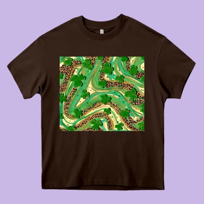 Shamrock Leopard Heavy Core Tee Designed By Ranaportraitstore