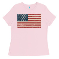 Bubblegum Pink american flag Ladies Tee - artisFamous