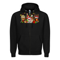 Black christmas cow coffee cups Zipper Hoodie - AdoDesignShop