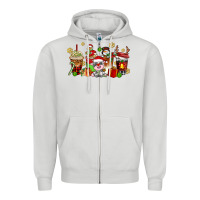 Dove Grey christmas cow coffee cups Zipper Hoodie - AdoDesignShop