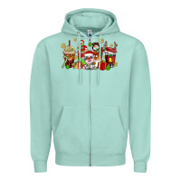 Seafoam christmas cow coffee cups Zipper Hoodie - AdoDesignShop