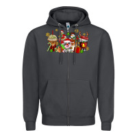 Smoke christmas cow coffee cups Zipper Hoodie - AdoDesignShop
