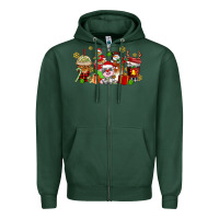 Sports Green christmas cow coffee cups Zipper Hoodie - AdoDesignShop