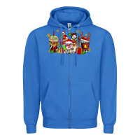 Christmas Cow Coffee Cups Zipper Hoodie | Teevron