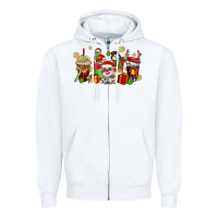 White christmas cow coffee cups Zipper Hoodie - AdoDesignShop