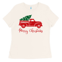Bone vintage red truck with christmas Ladies Tee - artisFamous