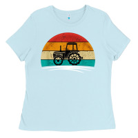Baby Blue vintage tractor Ladies Tee - artisFamous