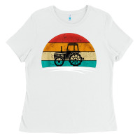 White vintage tractor Ladies Tee - artisFamous