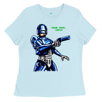 Baby Blue 8bit robocop Ladies Tee - artisFamous