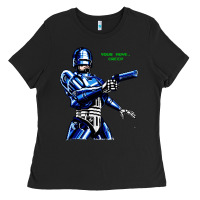 Black 8bit robocop Ladies Tee - artisFamous