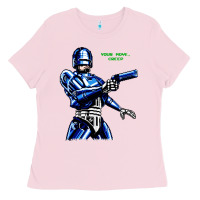 Bubblegum Pink 8bit robocop Ladies Tee - artisFamous