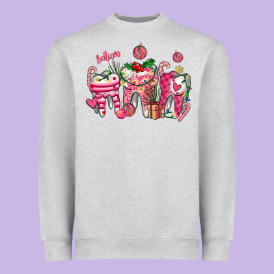 Pink Christmas Teeth Heavyweight Sweatshirt Designed By Adodesignshop