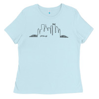 Baby Blue pittsburgh skyline city Ladies Tee - artisFamous