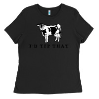 Black i'd tip that funny cow tipping design Ladies Tee - artisFamous