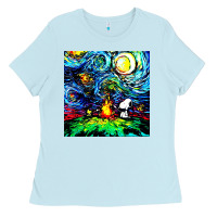 Baby Blue starry night print van gogh parody Ladies Tee - artisFamous