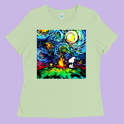 Starry Night Print Van Gogh Parody Ladies Tee Designed By Artisfamous