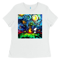 White starry night print van gogh parody Ladies Tee - artisFamous