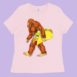 Bigfoot Carrying Taco Ladies Tee Designed By Artisfamous