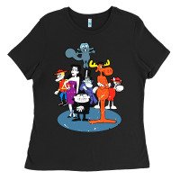 Black rocky & bullwinkle and friends Ladies Tee - artisFamous
