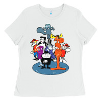 White rocky & bullwinkle and friends Ladies Tee - artisFamous