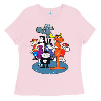 Bubblegum Pink rocky & bullwinkle and friends Ladies Tee - artisFamous