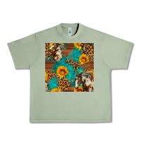 Oil Green western horse and sunflower seamless pattern Urban Heavy Tee - FaDigitalArtStudio