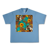 Pebble Blue western horse and sunflower seamless pattern Urban Heavy Tee - FaDigitalArtStudio