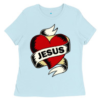 Baby Blue jesus love Ladies Tee - artisFamous