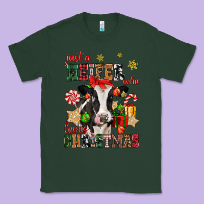 Just A Heifer Who Loves Christmas Cow Classic Tee Designed By Cowgirlartshop