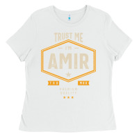 White Amir Personalized Name Birthday Gift Ladies Tee - artisFamous