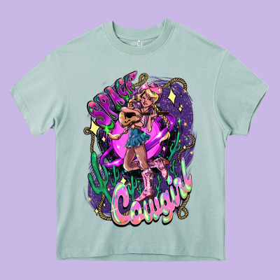 Space Cowgirl Heavy Core Tee Designed By Howdyjamesfarm
