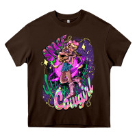 Chocolate Brown Space cowgirl Heavy Core Tee - HowdyJamesFarm