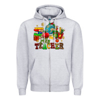 Heather Grey christmas jolly teachers Zipper Hoodie - AdoDesignShop