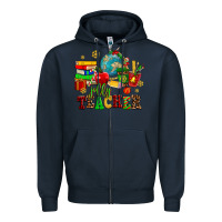 Navy christmas jolly teachers Zipper Hoodie - AdoDesignShop