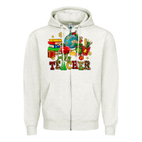 Oatmeal Heather christmas jolly teachers Zipper Hoodie - AdoDesignShop