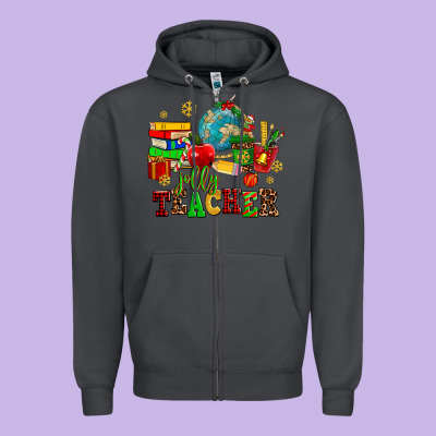 Christmas Jolly Teachers Zipper Hoodie Designed By Adodesignshop