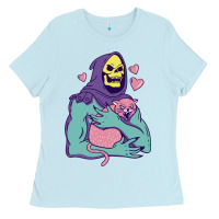 Baby Blue skeletor's hug cat Ladies Tee - artisFamous