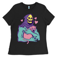 Black skeletor's hug cat Ladies Tee - artisFamous