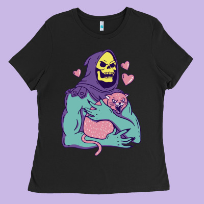 Skeletor's Hug Cat Ladies Tee Designed By Artisfamous